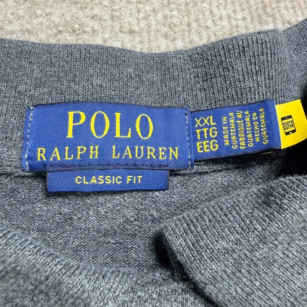 Polo Ralph Lauren Mens XXL Classic Fit Gray Cotton Mesh Short Sleeve Polo Shirt
